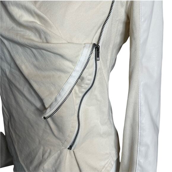 BLANK NYC Private Practice Wrap Jacket Cream Small Off White Leather Moto Biker - Picture 8 of 10